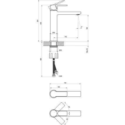 Ravak X070489 - Umyvadlová baterie SOLAR 23 cm černá