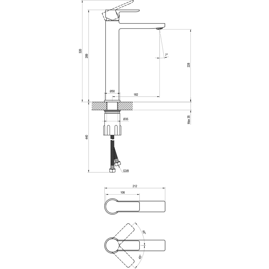 Ravak X070490 - Umyvadlová baterie SOLAR 29 cm černá