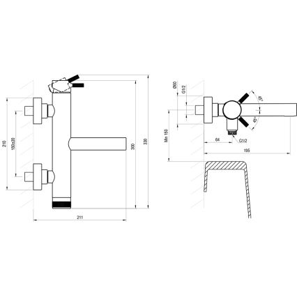Ravak X070650 - Vanová baterie NOX matná černá