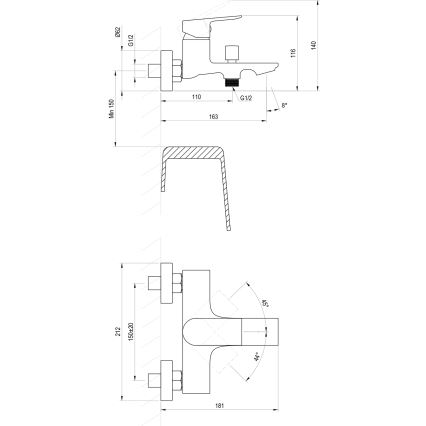 Ravak X070654 - Vanová baterie PLAN kartáčovaný grafit