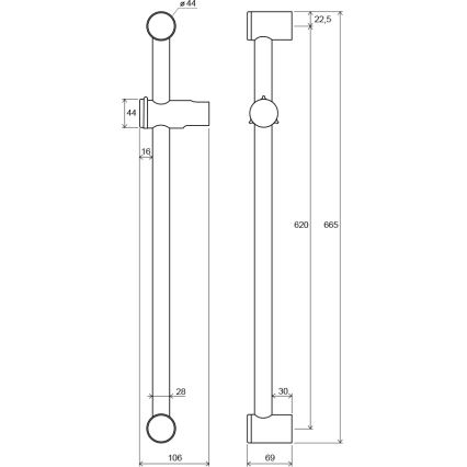 Ravak X07P012 - Sprchová tyč 66,5 cm lesklý chrom