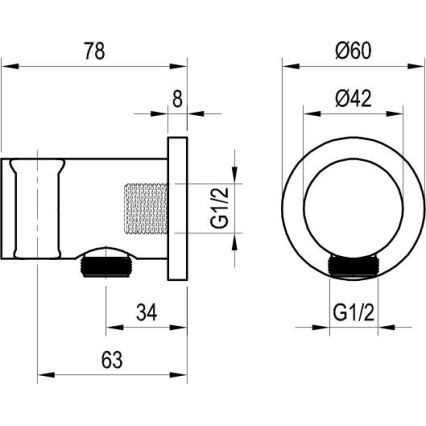 Ravak X07P572 - Držák sprchy s vývodem 7,8x6 cm černá