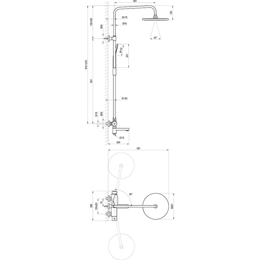 Ravak X07P642 - Sprchová sada s baterií lesklý chrom