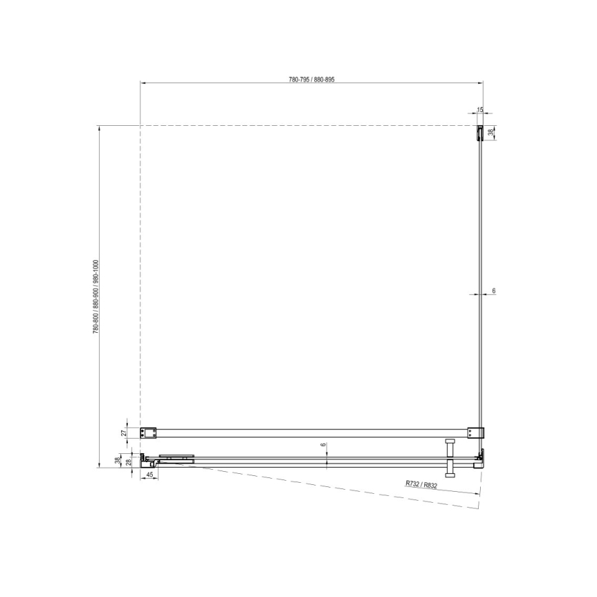 Ravak X9VV70300Z1 - Pevná sprchová stěna COOL 90x195 cm černá