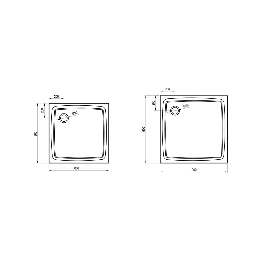 Ravak XA034411010 - Sprchová vanička čtvercová PERSEUS 80x80 cm bílá