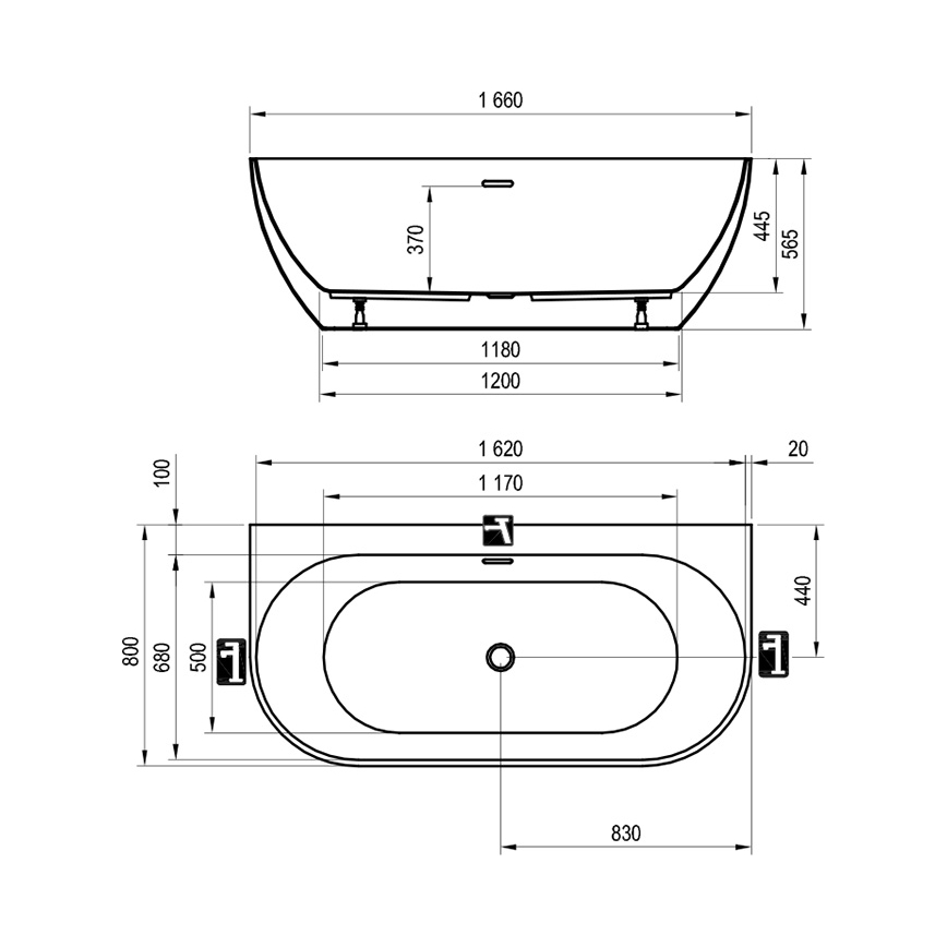 Ravak XC00100024 - Vana FREEDOM 166x80 cm akrylát/lesklá bílá
