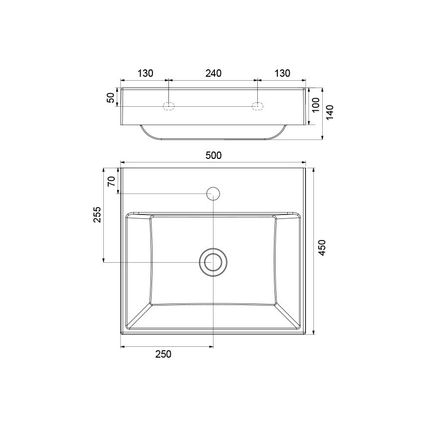 Ravak XJO01250000 - Závěsné umyvadlo NATURAL 50x45 cm litý mramor/bílá