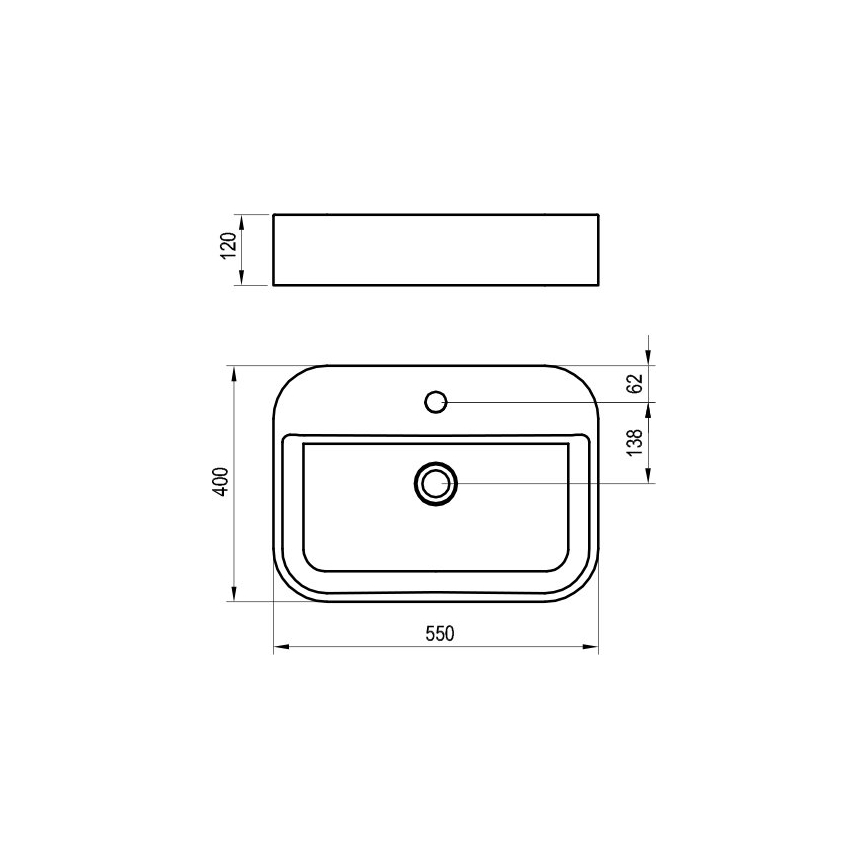Ravak XJX01155005 - Umyvadlo na desku CERAMIC SLIM 55x40 cm keramika/bílá