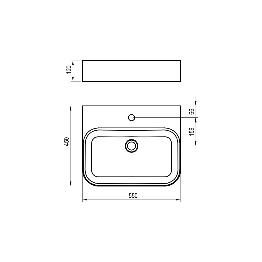Ravak XJX01155006 - Umyvadlo na desku CERAMIC SLIM 55x45 cm keramika/bílá