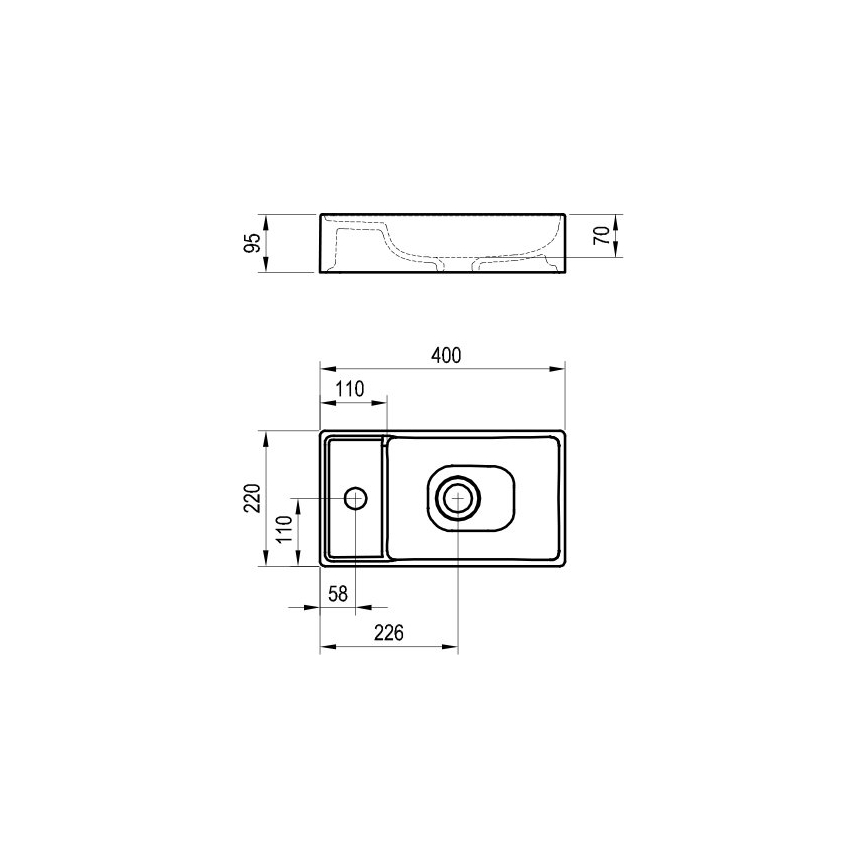 Ravak XJX01240000 - Umyvadlo na desku VEDA SLIM 40x22 cm keramika/bílá