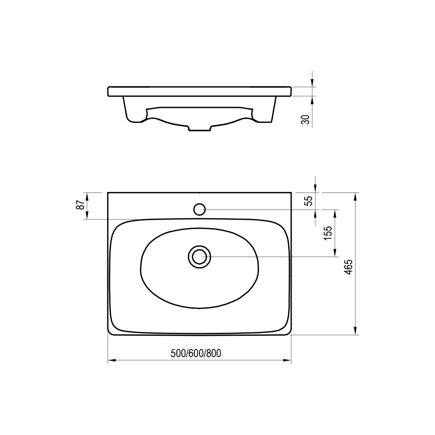 Ravak XJX01250000 - Zápustné umyvadlo BALANCE 50x46,5 cm keramika/bílá