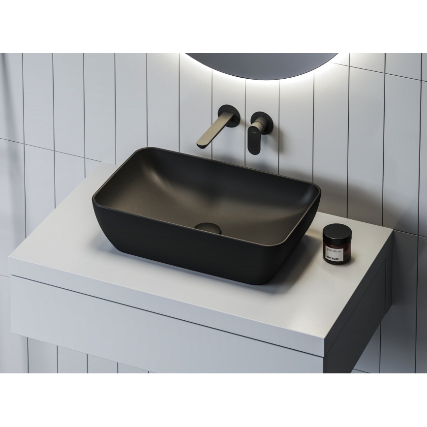 Ravak XJX0D150000 - Umyvadlo na desku CERAMIC SLIM 50x31 cm keramika/černá