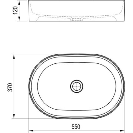 Ravak XJX0D155000 - Umyvadlo na desku CERAMIC SLIM 55x37 cm keramika/černá