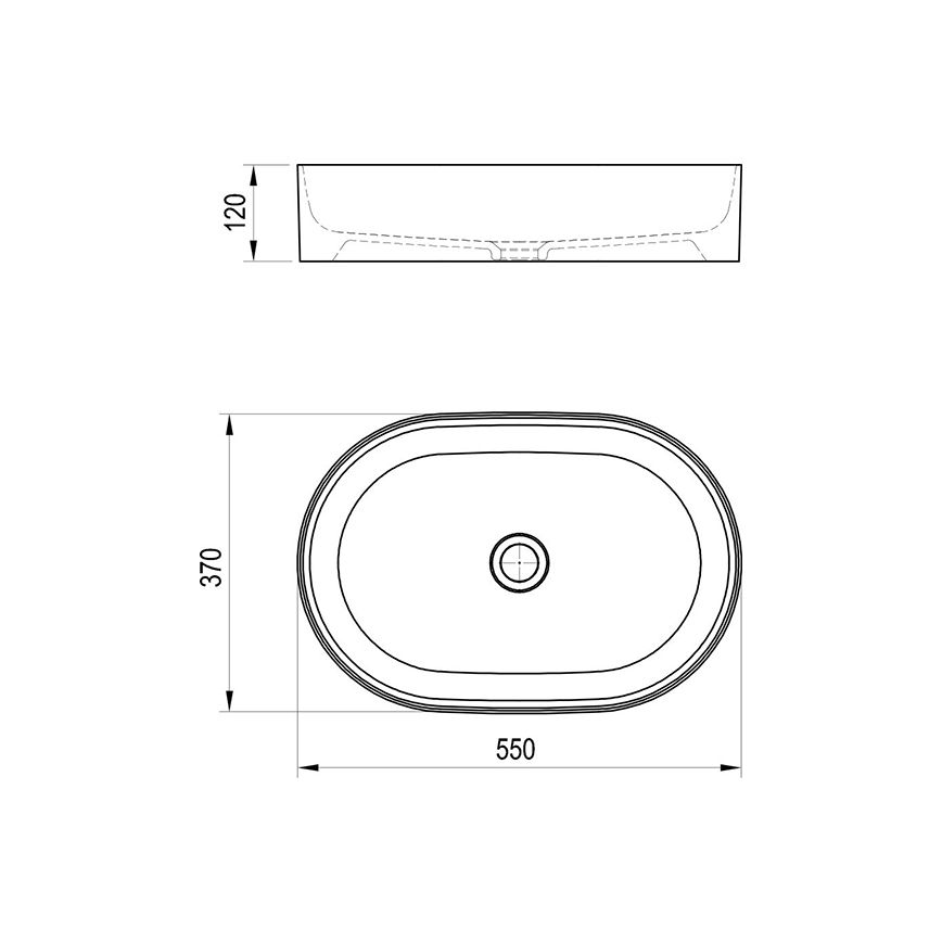 Ravak XJX0D155000 - Umyvadlo na desku CERAMIC SLIM 55x37 cm keramika/černá