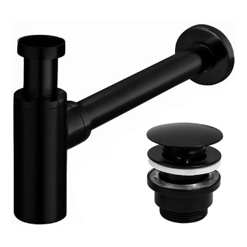 REA-A5215 - Umyvadlový sifon s výpustí CLICK-CLACK pr. 6,4 cm matná černá