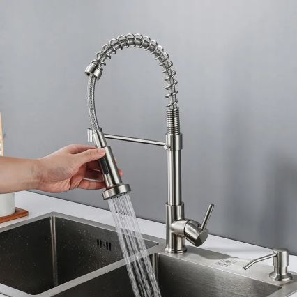 REA-B0417 - Dřezová baterie s vytahovací sprškou COLIN 42,5 cm nikl