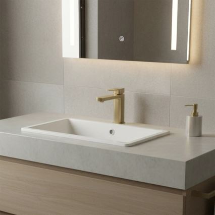 REA-B0976 - Umyvadlová baterie ARLO 17 cm broušená zlatá