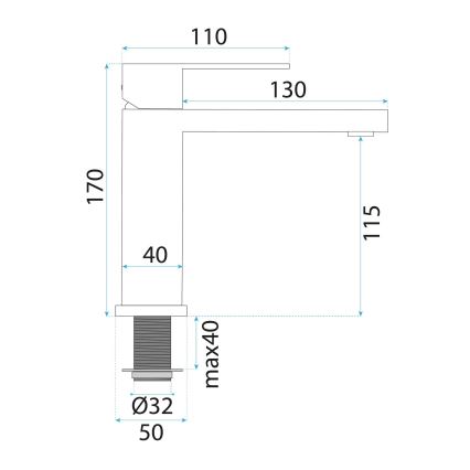 REA-B0976 - Umyvadlová baterie ARLO 17 cm broušená zlatá