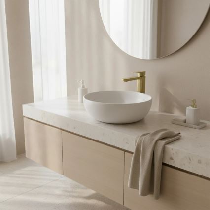 REA-B0977 - Umyvadlová baterie ARLO 30 cm broušená zlatá