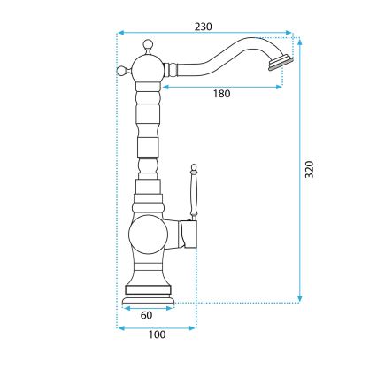 REA-B2500 - Umyvadlová baterie VENICE 32 cm broušená zlatá