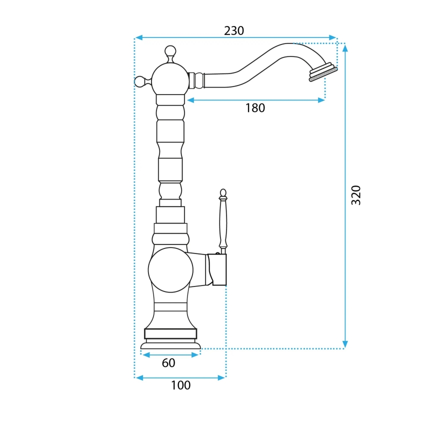 REA-B2500 - Umyvadlová baterie VENICE 32 cm broušená zlatá