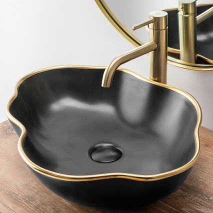 REA-B4526 - Umyvadlová baterie LUNGO 28 cm broušená zlatá