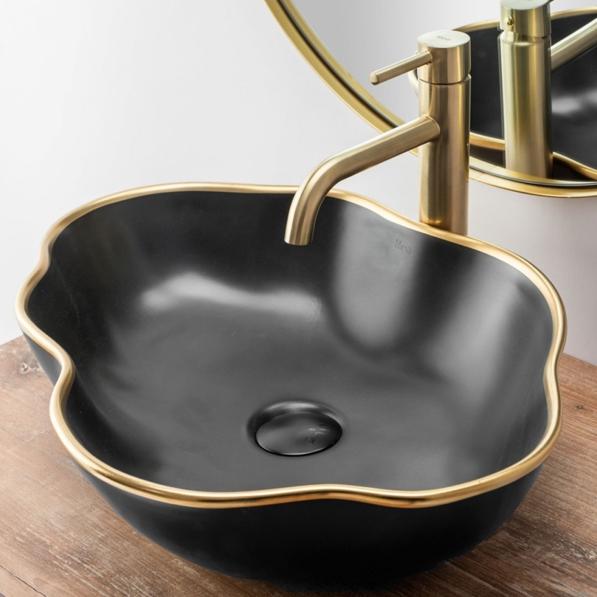 REA-B4526 - Umyvadlová baterie LUNGO 28 cm broušená zlatá