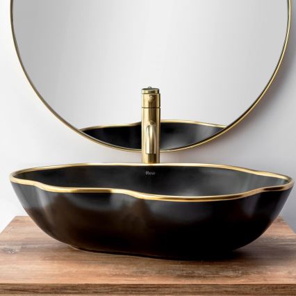 REA-B4526 - Umyvadlová baterie LUNGO 28 cm broušená zlatá