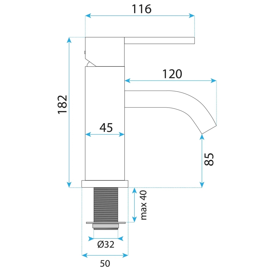 REA-B5504 - Umyvadlová baterie ONTARIO 17,5 cm černá