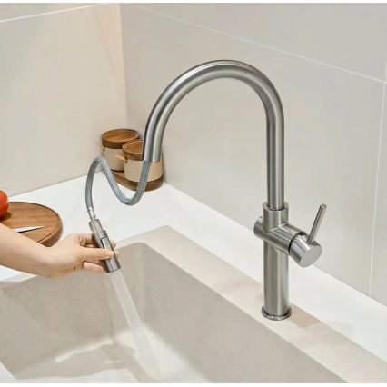 REA-B6330 - Dřezová baterie s vytahovací sprškou FRESH 45 cm nikl