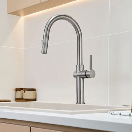 REA-B6330 - Dřezová baterie s vytahovací sprškou FRESH 45 cm nikl