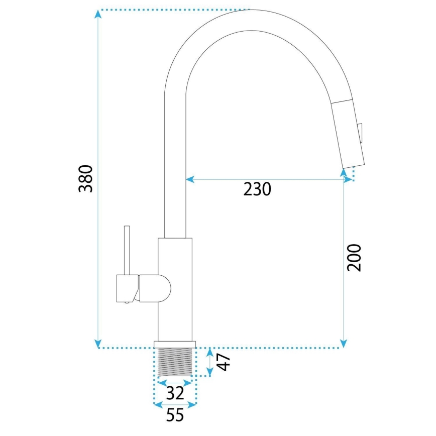 REA-B6571 - Dřezová baterie s vytahovací sprškou ONTARIO 38 cm černá