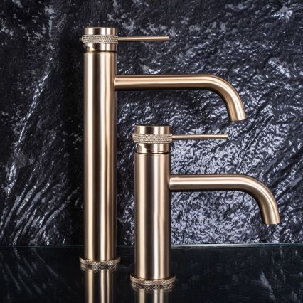 REA-B6896 - Umyvadlová baterie LUNGO 28 cm broušená zlatá