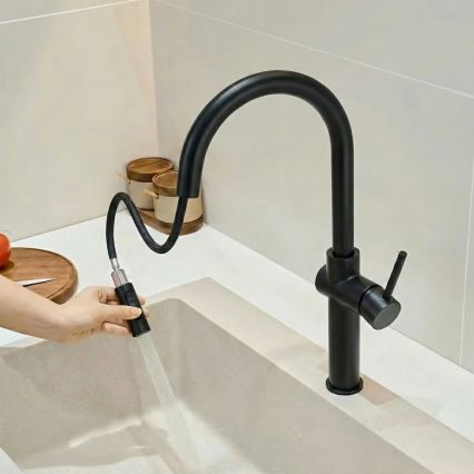 REA-B7200 - Dřezová baterie s vytahovací sprškou FRESH 45 cm černá