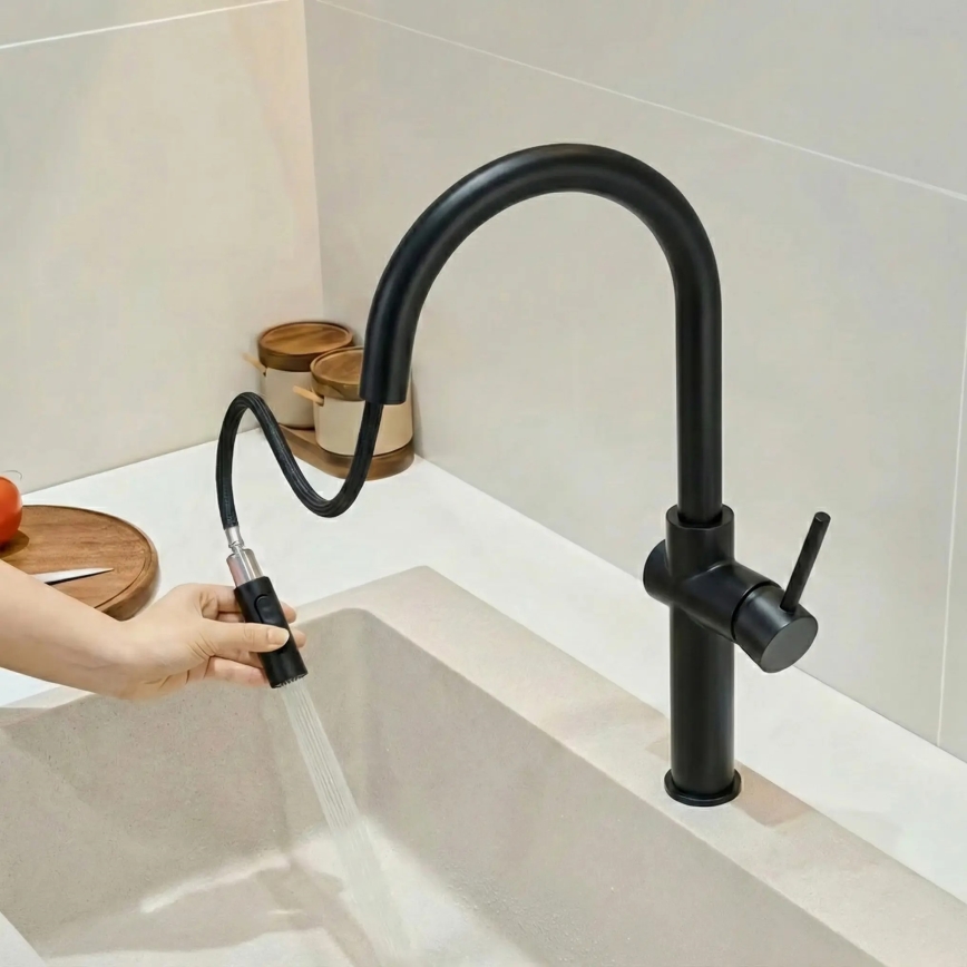 REA-B7200 - Dřezová baterie s vytahovací sprškou FRESH 45 cm černá