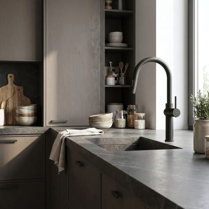 REA-B7200 - Dřezová baterie s vytahovací sprškou FRESH 45 cm černá