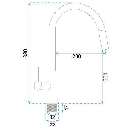 REA-B7575 - Dřezová baterie s vytahovací sprškou ONTARIO 38 cm broušená zlatá