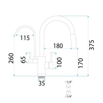 REA-B7596 - Dřezová baterie s vytahovací sprškou a filtrací ECO FRESH 37,5 cm broušená zlatá