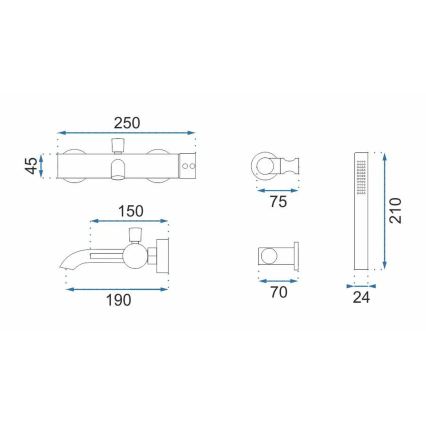 REA-B7987 - Vanová sada LUNGO kartáčovaná měď