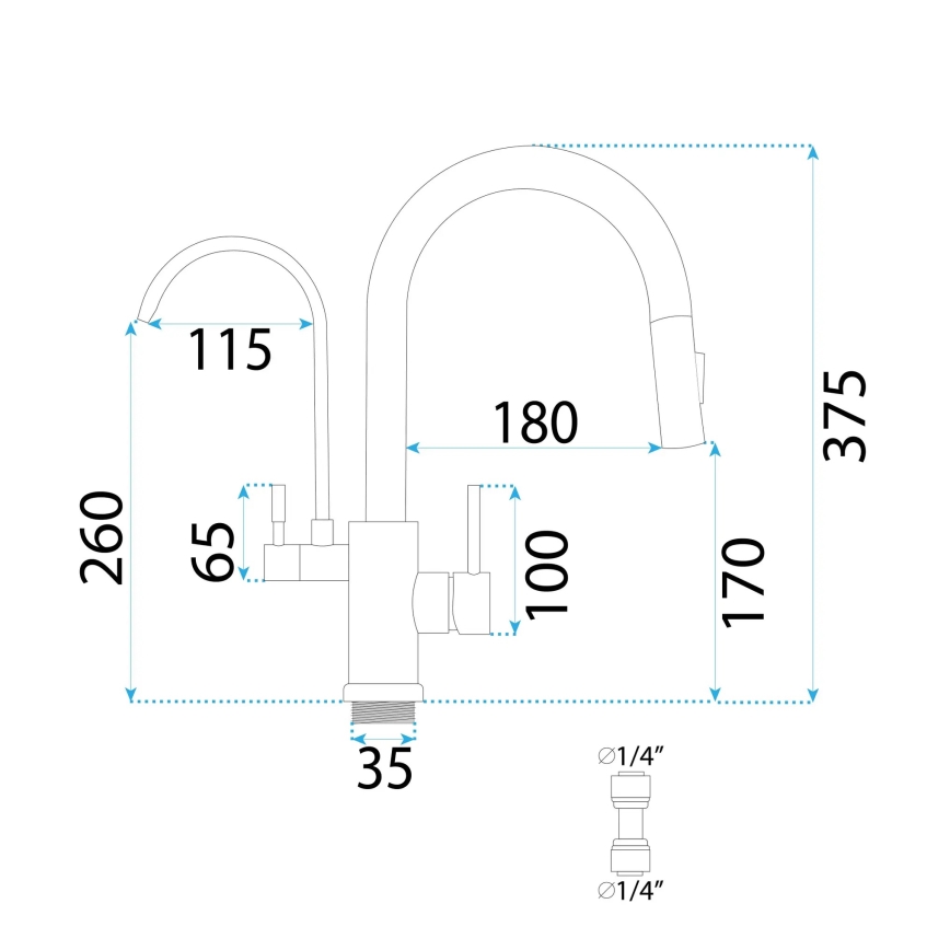 REA-B8989 - Dřezová baterie s vytahovovací sprškou a filtrací ECO FRESH 37,5 cm zlatá