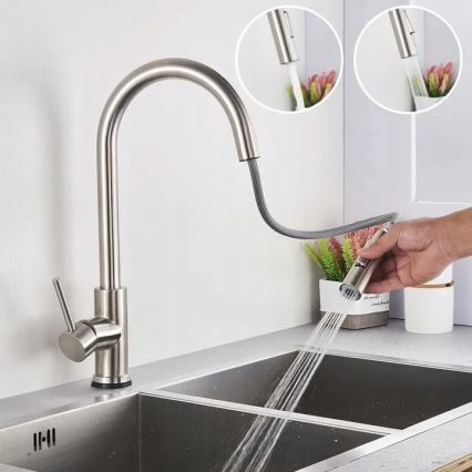 REA-B9146 - Dřezová baterie s vytahovací sprškou FRESH 39,5 cm nikl