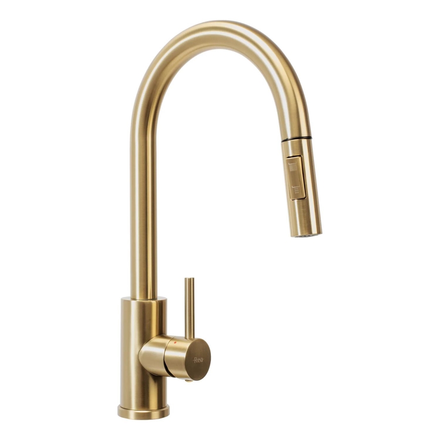 REA-B9148 - Dřezová baterie s vytahovací sprškou FRESH 39,5 cm broušená zlatá