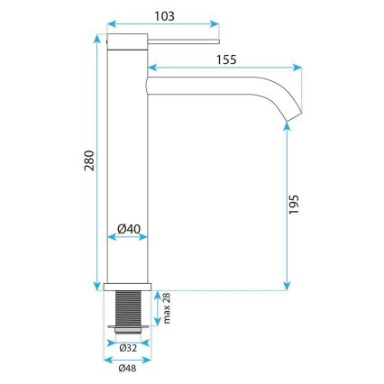 REA-B9322 - Umyvadlová baterie RIVO 28 cm titan