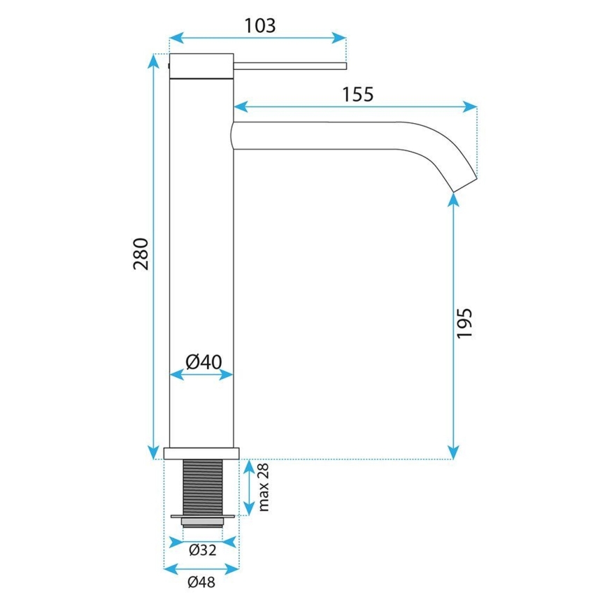 REA-B9322 - Umyvadlová baterie RIVO 28 cm titan