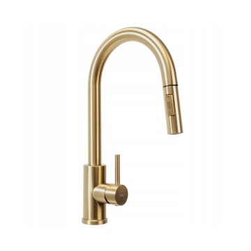 REA-B9842 - Dotyková dřezová baterie s vytahovací sprškou FRESH TOUCH 37 cm 4xAA broušená zlatá