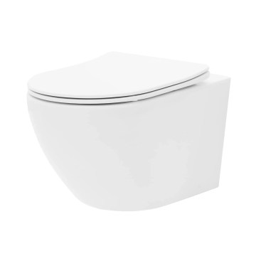 REA-C1259 - Závěsné WC s prkénkem CARLO MINI TORNADO RIMLESS keramika/lesklá bílá