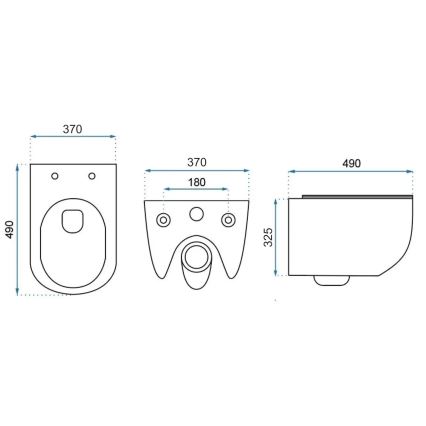 REA-C1400 - Závěsné WC s prkénkem CARTER RIMLESS keramika/bílá