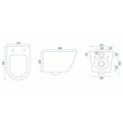 REA-C2760 - Závěsné WC s prkénkem CARLO FLAT MINI RIMLESS keramika/lesklá bílá