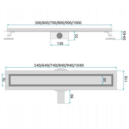 REA-G5806 - Odtokový žlab NEOX PRO 50 cm nikl