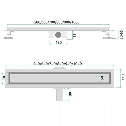 REA-G5810 - Odtokový žlab NEOX PRO 90 cm nikl